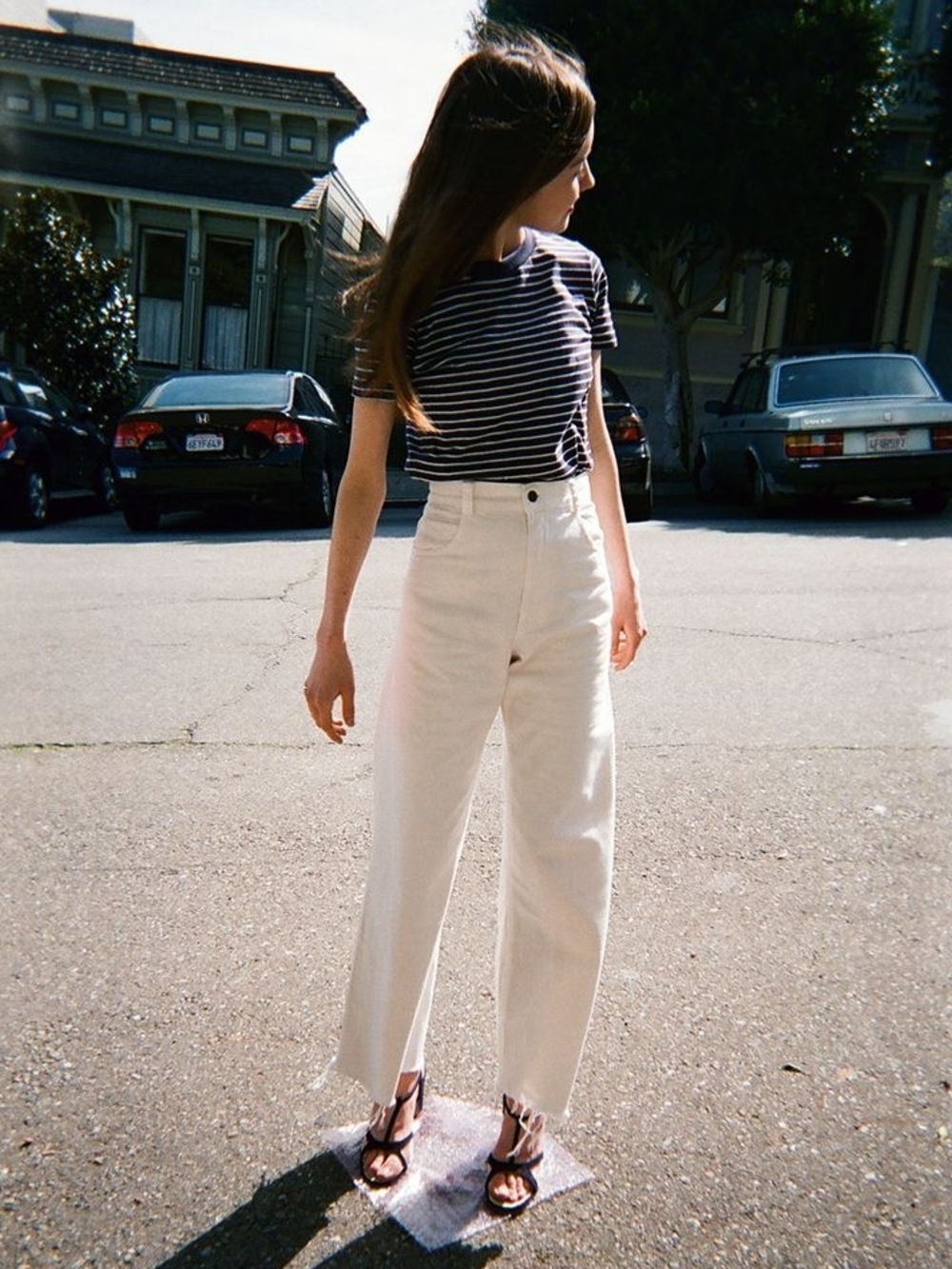 Rachel Comey Legion Jeans Wide-leg Crop Raw Hem Off-white Size 6